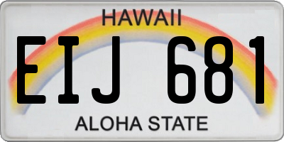 HI license plate EIJ681