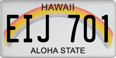 HI license plate EIJ701