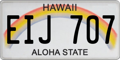 HI license plate EIJ707