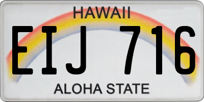 HI license plate EIJ716