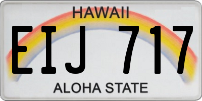 HI license plate EIJ717