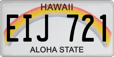 HI license plate EIJ721
