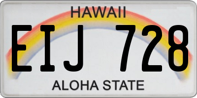 HI license plate EIJ728