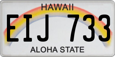 HI license plate EIJ733