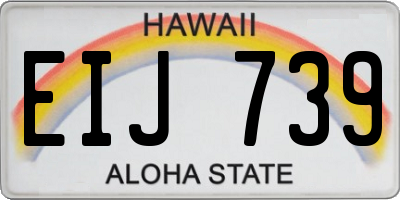 HI license plate EIJ739