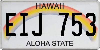 HI license plate EIJ753
