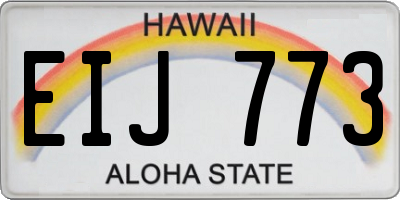 HI license plate EIJ773