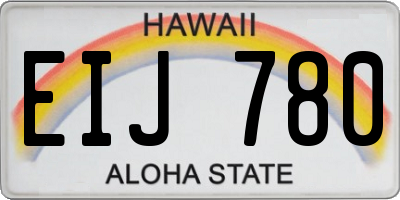 HI license plate EIJ780