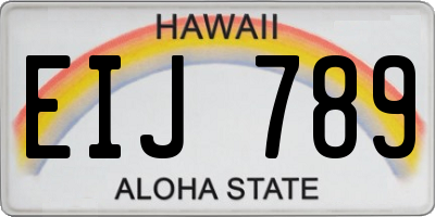 HI license plate EIJ789