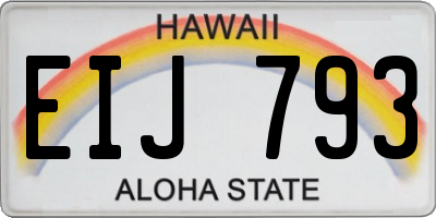 HI license plate EIJ793