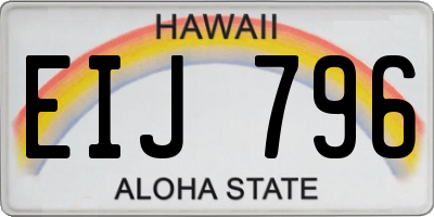 HI license plate EIJ796