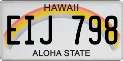 HI license plate EIJ798