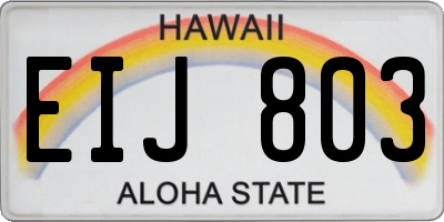 HI license plate EIJ803