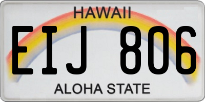 HI license plate EIJ806