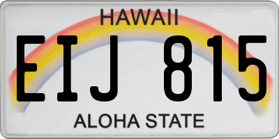 HI license plate EIJ815