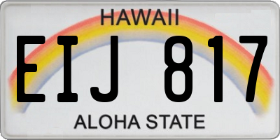 HI license plate EIJ817