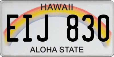 HI license plate EIJ830