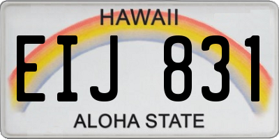 HI license plate EIJ831