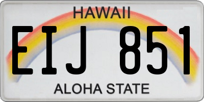 HI license plate EIJ851