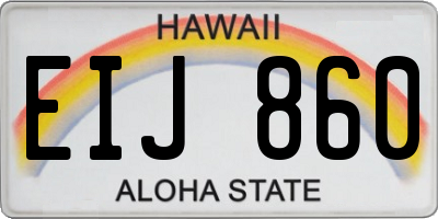 HI license plate EIJ860