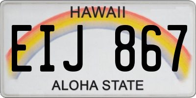 HI license plate EIJ867