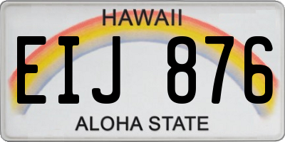 HI license plate EIJ876