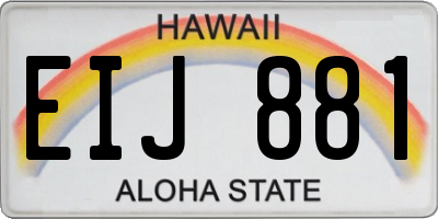 HI license plate EIJ881