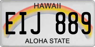HI license plate EIJ889