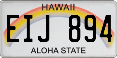 HI license plate EIJ894