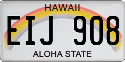 HI license plate EIJ908