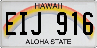 HI license plate EIJ916