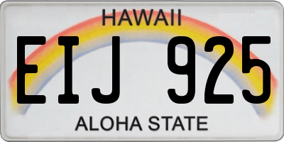 HI license plate EIJ925