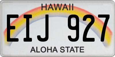 HI license plate EIJ927