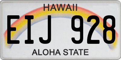 HI license plate EIJ928