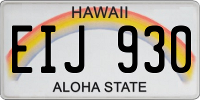 HI license plate EIJ930