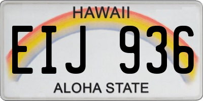 HI license plate EIJ936