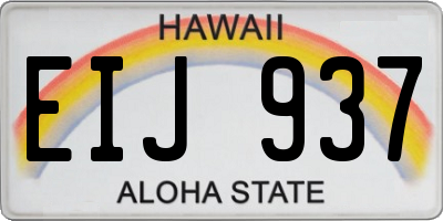 HI license plate EIJ937