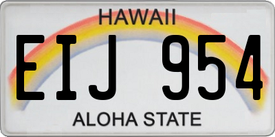 HI license plate EIJ954