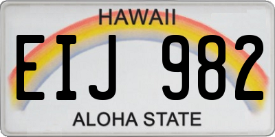 HI license plate EIJ982