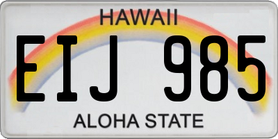 HI license plate EIJ985