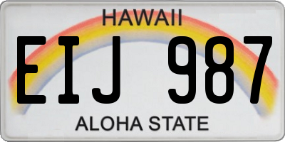 HI license plate EIJ987