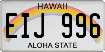 HI license plate EIJ996