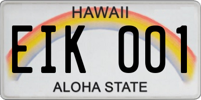 HI license plate EIK001