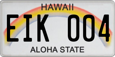 HI license plate EIK004