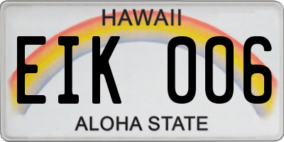 HI license plate EIK006