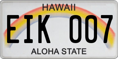 HI license plate EIK007