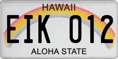 HI license plate EIK012