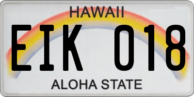 HI license plate EIK018
