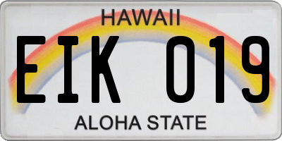 HI license plate EIK019