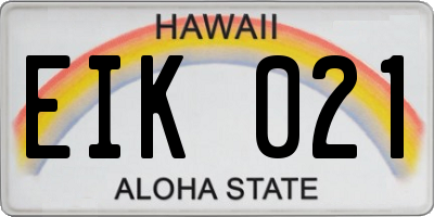 HI license plate EIK021